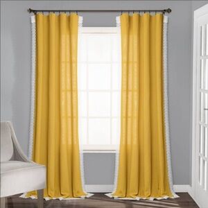 Set of 2 95”x 54” Rosalie Light Filtering Window Curtain Panels - Yellow